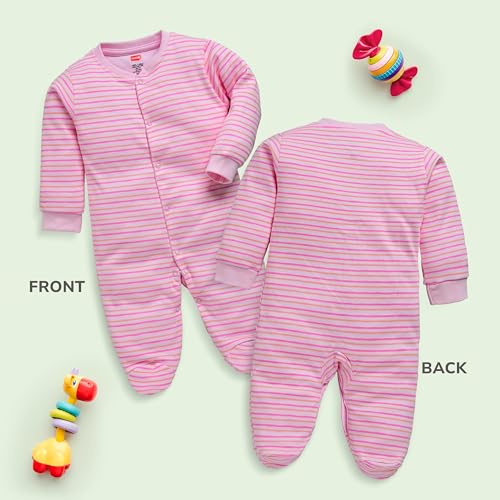 Image of LuvLap Baby Boys and Girls 100% Cotton Full Sleeve Romper /Bodysuit Pack of 3