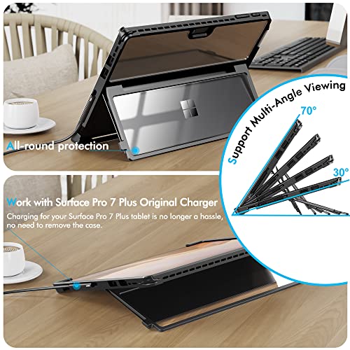 Infiland Surface Pro 7 Plus Case, Crystal Clear Multi-Angle Shockproof Case Compatible With Microsoft Surface Pro 7+/ Surface Pro 7/ Surface Pro 6/ Surface Pro 5/ Surface Pro 4 12.3" Tablet, Black #TOP4
