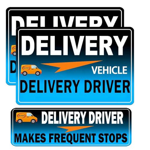Flex Delivery Driver Car Magnet 3PCS Frequent Stops Removable Set Delivery Vehicle Magnet Car Door and Bumper Sign High Reflective Waterproof Weather-Resistant