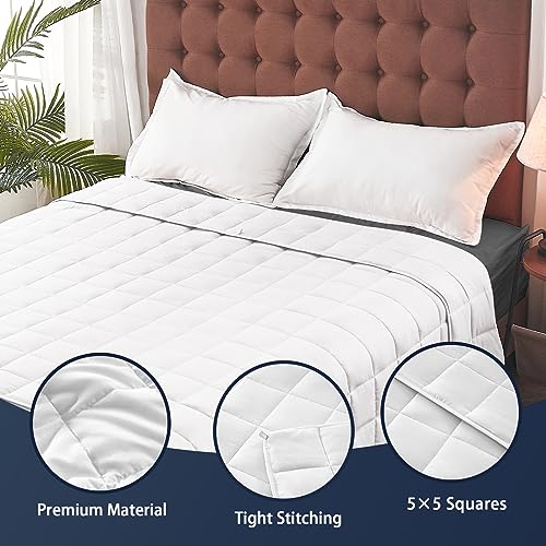 Image of yescool Weighted Blanket for Adults (25 lbs, 60 inch x 80 inch, White) Cooling Heavy Blanket for Sleeping Perfect for 240-260 lbs, Queen Size Breathable Blanket with Premium Glass Bead, Machine Washable