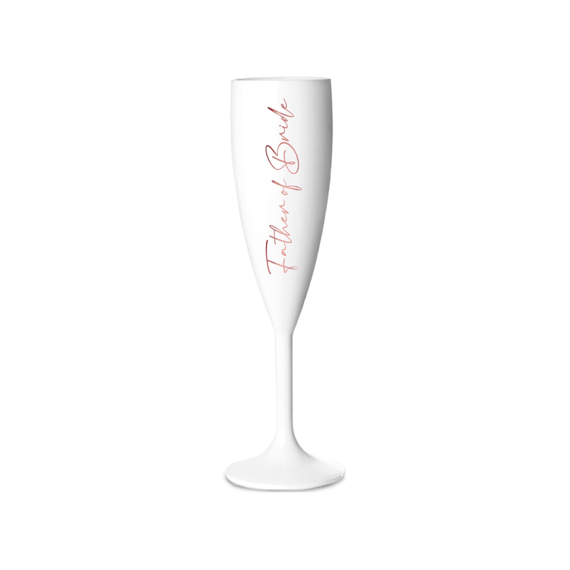 Print Maniacs Champagne Premium White Flute Glass Bride Groom Mr Mrs Wedding Maid Honour Wine Cocktail Prosecco Celebrations Gift (Rose Gold, Father of Bride)