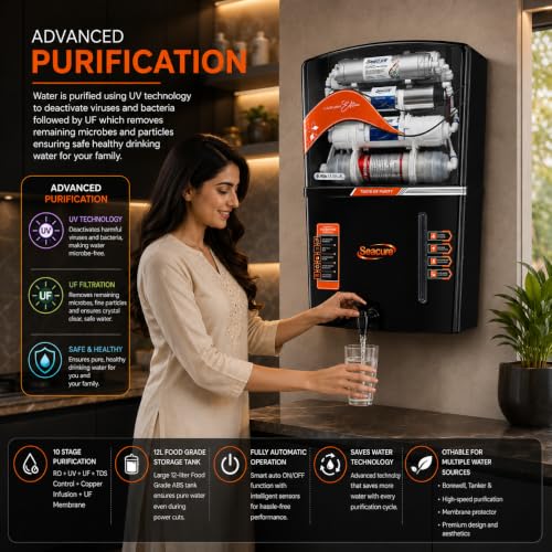 Image of Seacure 7 Stage UF + UV Water Purifier | Natural Mineral Retention | Best for Municipal /Corporation Water (<200 TDS) | No RO, No Booster Pump, No Taste Change (Zinc Technology)