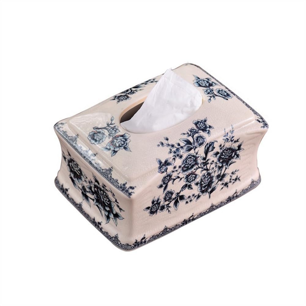 Tissue Case Tissue Box Ceramic Decorative Holder Chinese Dispenser Napkin for Bathroom Bedroom Living Room Tissue Dispenser