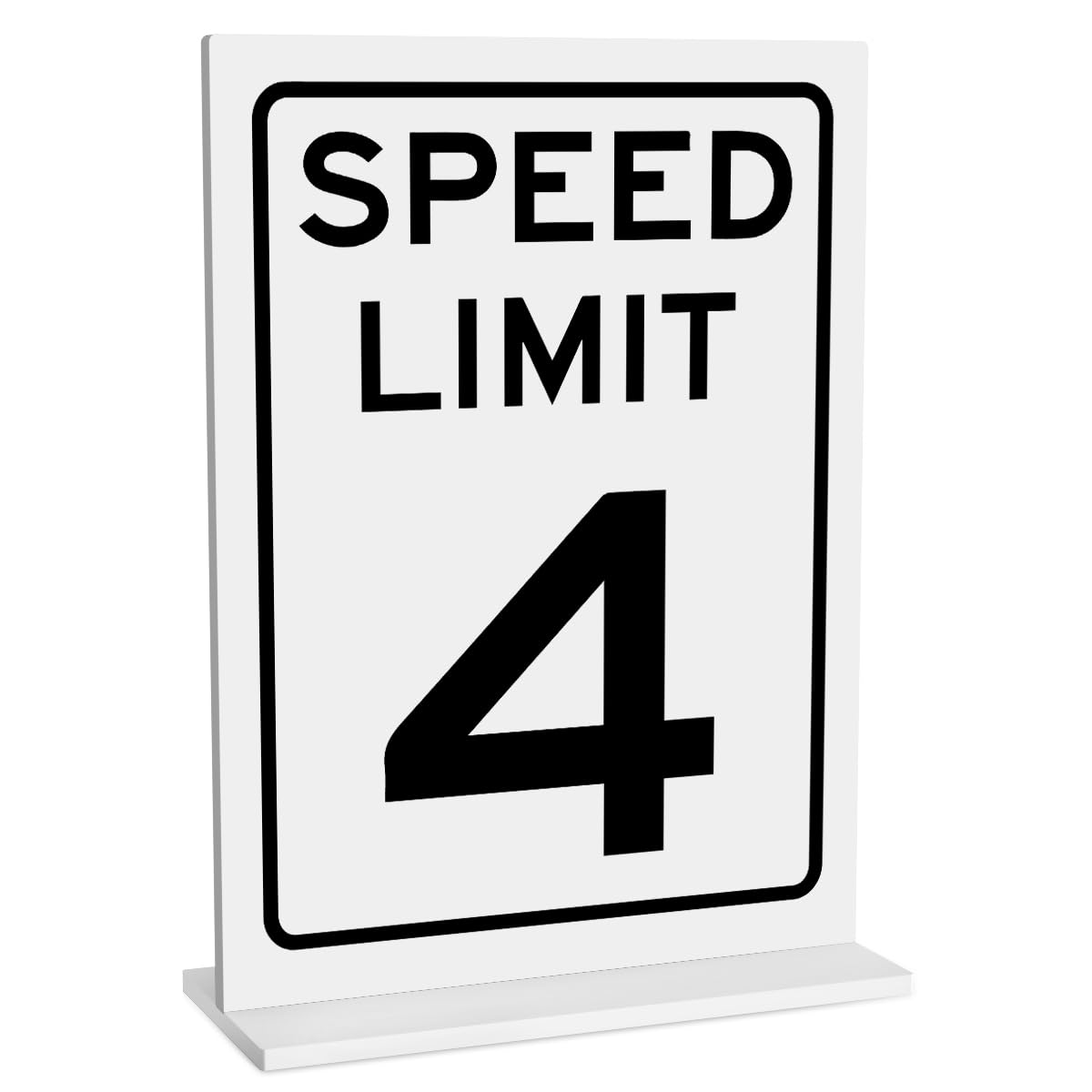 Photo 1 of Race Car Birthday Decor, Speed Limit 4 Sign, Fast One, Race Car Birthday Party Decorations, 5x7 Inches Acrylic Sign with Stand, Let's Go Racing Party Supplies for Boy Race Fans