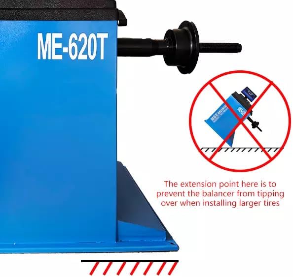 Wheel balancer base with anti-tip extension