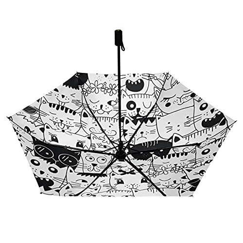 Parapluie pliable tête de chat cadeau original et utile avec boîtier