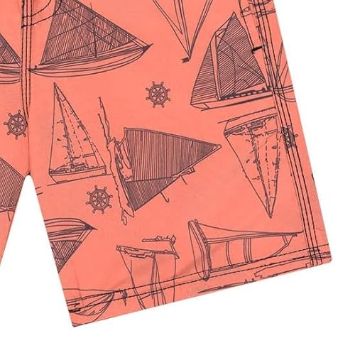 Acqua di Mare Bermuda Menino Verão 100% Poliéster Secagem Rápida (Barco Marrom, 8 anos)