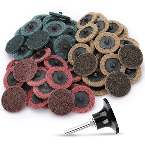 Sunjoyco T1B6550-S002961394FBA 90Pcs 2 Inch Quick Change Sanding Discs, Nylon Surface Conditioning Discs, 1/4 Inch Roll Lock Holder Die Grinder Sanding Disc For Surface Strip Grind Polish Burr Finish-Fine Medium Coarse cover