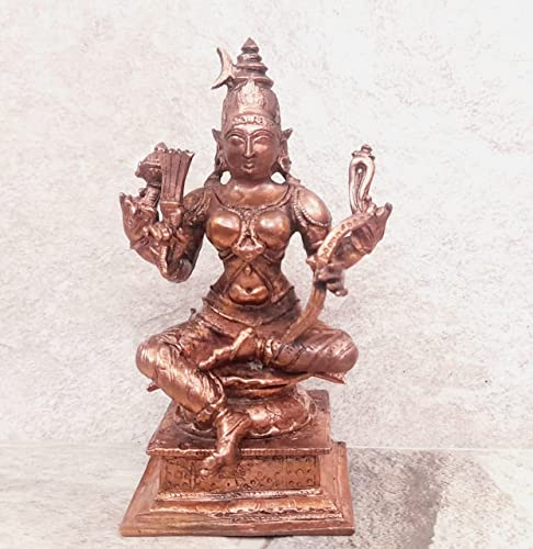 Image of Copper Idols India, 4.3 inches, Handmade Goddess Raja Rajeswari 479 Gram, Patina Antique Finish, Pack of 1 Piece