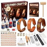 CBHGFEA Leather Crafting Kit, Leather Working Kit, Craft Kits for Adults, Leather Crafting Tools with a Wristband Making Video Tutorial for DIY Beginners