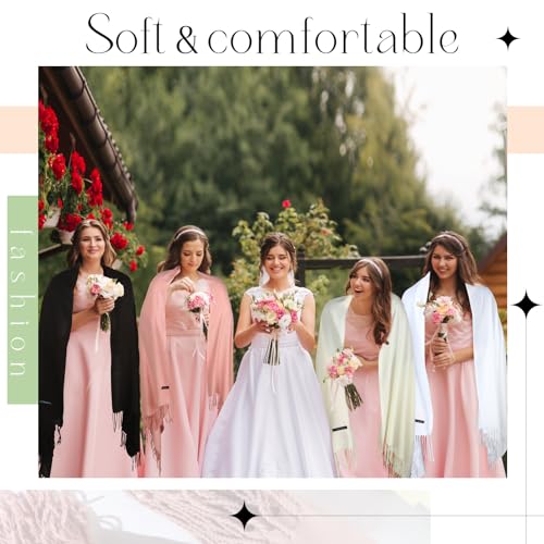 18 Pack Scarf Pashmina Shawls and Wraps for Wedding Bridesmaid Party Favors Gifts Guests Bulk with Thank You Box4