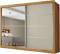 Guarda Roupas Casal 2 Portas de Correr com Espelho 4 Gavetas Flex 100% MDF Madeirado/Off Whit Austria