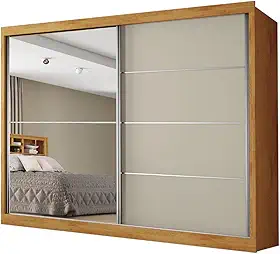 Guarda Roupas Casal 2 Portas de Correr com Espelho 4 Gavetas Flex 100% MDF Madeirado/Off Whit Austria