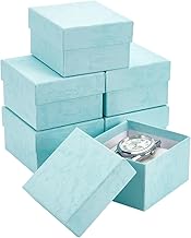 BENECREAT Pack of 6 Gift Boxes Strong Cardboard 8.5 x 8 x 5 cm Rectangle Gift Boxes with Non-Woven Cushion for Bracelet, Bracelet, Bracelet, Packaging, Turquoise