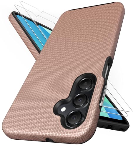 Image of Vihibii for Samsung Galaxy A16 Case with [2X Screen Protector], Shockproof Soft Silicone Inner Case & Rugged Hard Outer Cover [Double Layer Protection] Phone Case for Samsung A16 5G 2024, Rose Gold