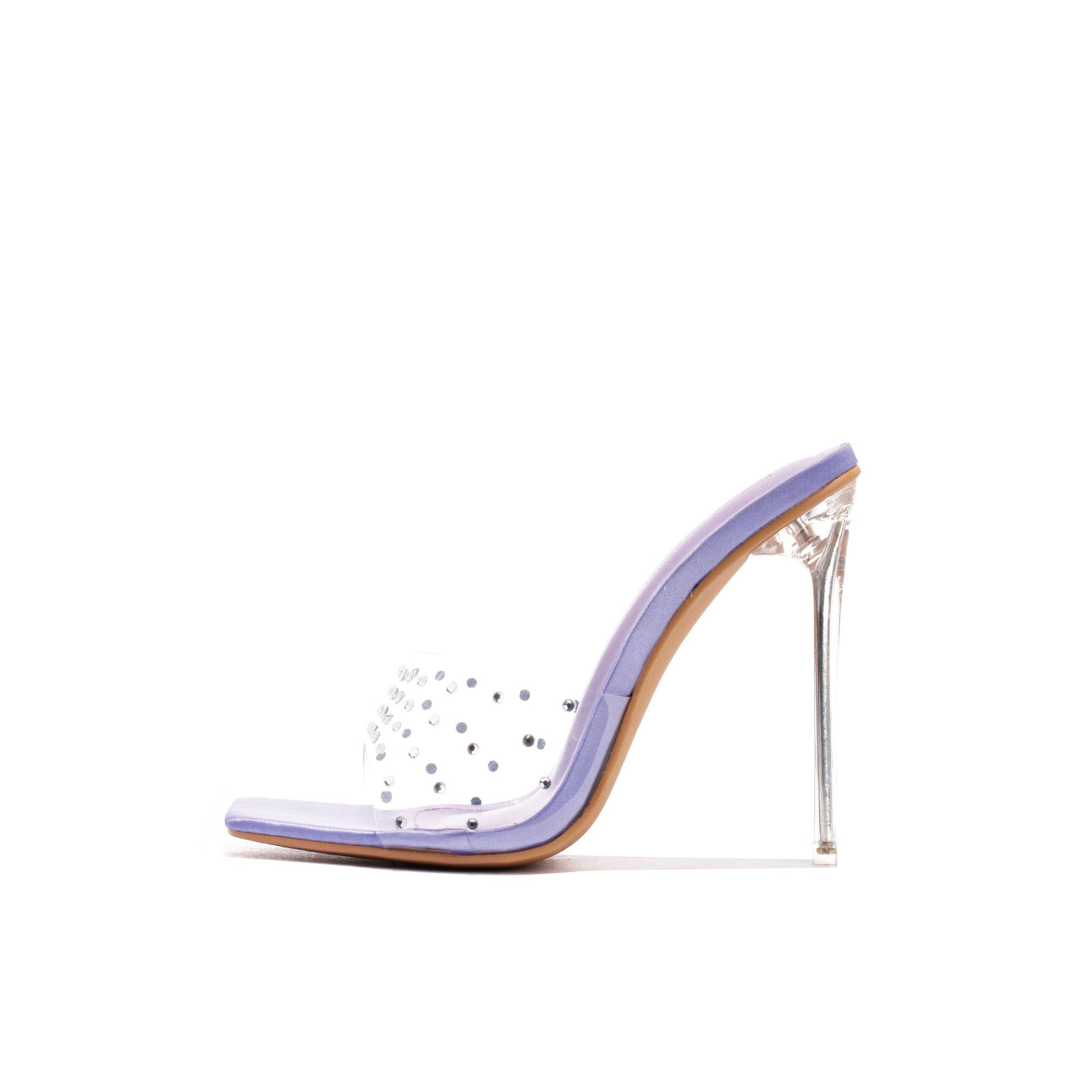 Cape Robbin Women's Clear Transparent Strap Stiletto Heel Sandals - Rhinestone Embellished Slip-On Dress Shoes Open Toe for Wedding Party Evening (