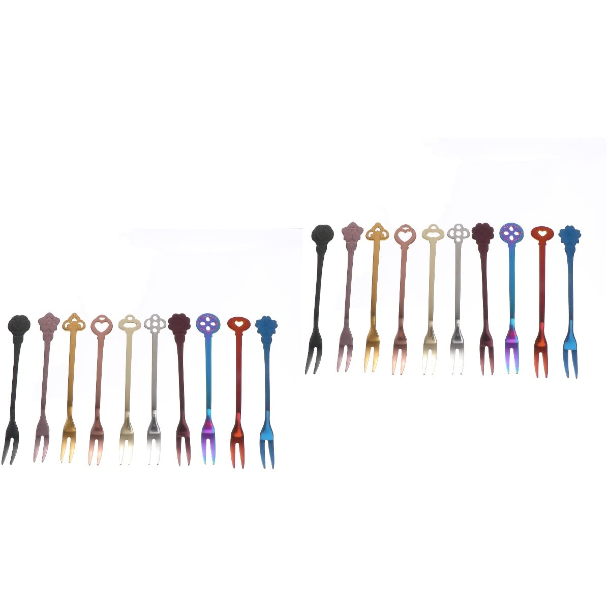 HEMOTON 20piezas Tenedores De Postre De Acero Inoxidable De Decoración De Mesa Creativa Perfectos Para Fiestas y Buffets Aptos Para Frutas Aperitivos y Pasteles
