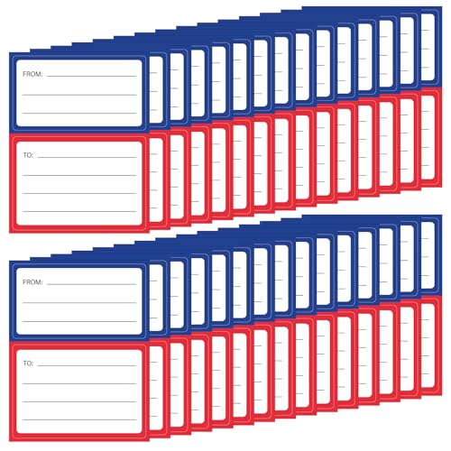 150 PCS Mailing Labels for Packages to from Return Address Mailing Labels, Blank Self Adhesive Mailing Label Mail Shipping Postage Guaranteed Stickers for Package Gift Mail Box Envelopes (Red&Blue)