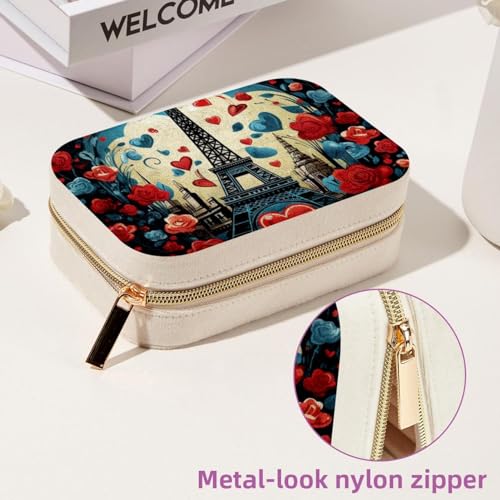 Organizador de joyas de terciopelo de viaje con cremallera y diseño Torre Eiffel 7