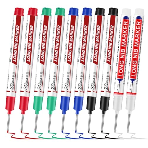 Thboxes Deep Hole Markers 10 Pack 20Mm Long Nib Assorted Colors
