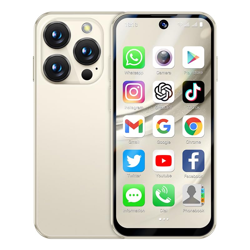 cofcvgs 4GMini-Smartphone (freigegeben), ideale Wahl für Kinder und Studenten, kleines Backup-Telefon in hoher Auflösung von 3,9 Zoll, Dual-SIM-Standby, Gesichts-ID (32GB Beige)