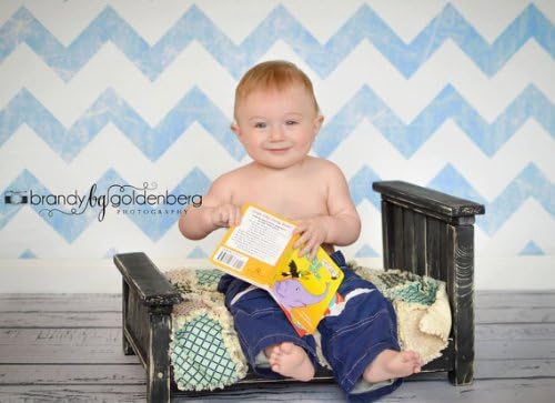 Photography Backdrop / Floordrop - 5ft X 5ft Blue Chevron - Durable Vinyl Backgroud