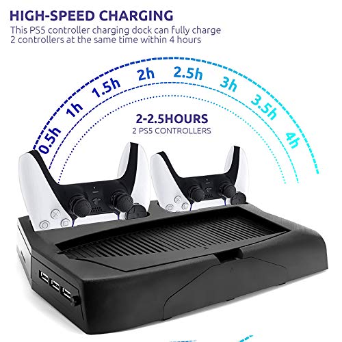 Stand with Cooling Fan and Dual Controller Charger for PS5, KRX All-in-One Design Accessories for Playstation 5 Digital Edition & Dualsense, Console System Charging & Cooling Station for PS5 - Thumbnail 7