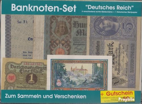 Prophila Collection Geldschein Deutsches Reich 4 Verschiedene Geldscheine + 1 Historisches Wertpapier (Banknoten für Sammler - kein Zahlungsmittel) Prophila Collection Geldschein Deutsches Reich 4 Verschiedene Geldscheine + 1 Historisches Wertpapier (Banknoten für Sammler - kein Zahlungsmittel)
