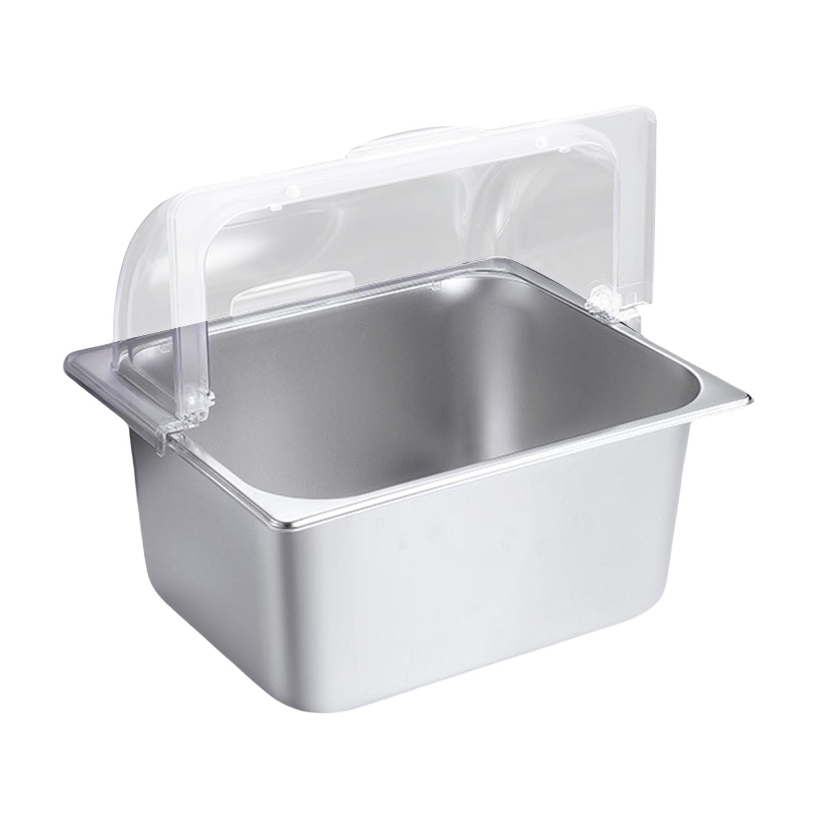 Commercial Grade Stainless Steel Food Serving Tray Clear Lid Multiple Compartment Condiment Dispenser for Buffet Food Presentation Tray