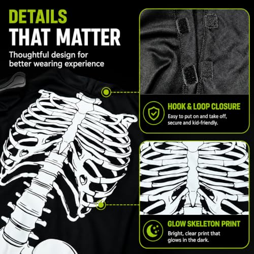 Skeleton GID Bodysuit for Adult, Halloween costume One Piece Jumpsuit M | Skeleton Print,Soft Polyester,Halloween Party Cosplay Costume,Glow in dark — view 4