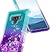 Galaxy Note 9 Case with Screen Protector (3D Pet Full Coverage) for Girls Women, NageBee Glitter Liquid Bling Floating Quicksand Waterfall Shockproof Cute Case for Samsung Galaxy Note 9 -Aqua/Purple