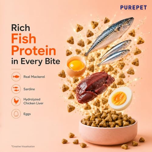 Image of Purepet Kitten Dry Cat Food 1.2kg Pack | Mackerel Flavour | Active Behaviour | Hairball Control |Urinary Tract Health | Nutrient Rich | Minerals