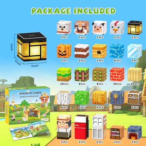 Image of Magnetic Blocks,Birthday Gift Toys for 3 4 5 6 7 8 Year Old Boys & Girls, | Farm Animals, STEM Sensory Magnet Cubes, Montessori Educational Toys