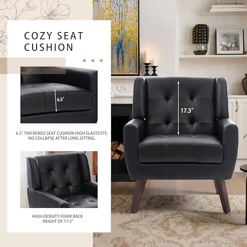 Sillón Clásico Negro de Cuero PU miniatura 5