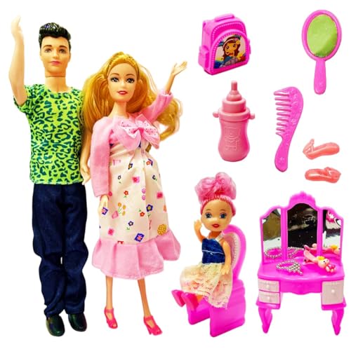 Image of SUPER TOY Beautiful Family Doll Pregnant Mother Father Daughter Playset for Girls Age 2 3 Years