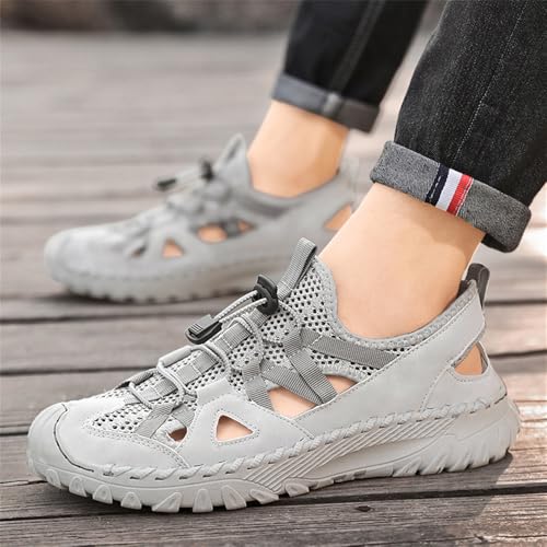 Men's Sport Sandals Outdoor Hiking Sandals Closed Toe Water Sandals Lightweight Breathable Beach Shoes 5
