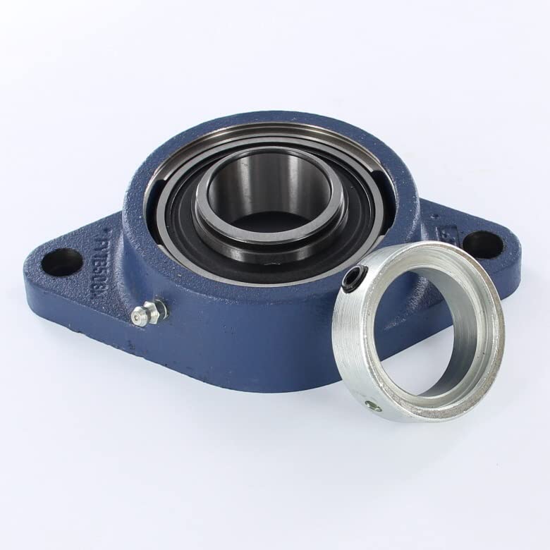 SKF FYTB 40 FM Ball Bearing Flange Unit, 2 Bolts, Eccentric Collar, Regreasable, Contact Seal, Cast Iron, Metric, 40mm Bore, 101.5mm Bolt Hole Spacing Width