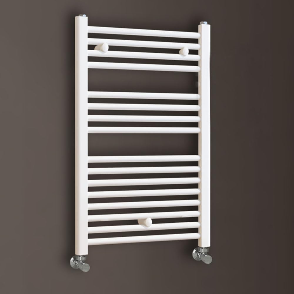 Kibath L305474 Toallero Secatoallas radiador para integrar en Circuito de Agua Caliente, Tubos de Acero con Acabado Lacado en Blanco 800x500. Válido para Red de calefacción estandar