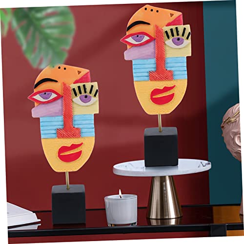 Sculpture Moderne Visage Abstrait en Résine Épurée et Design - 4