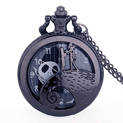 LIANXIAO - Pocket Watch,Before the nightmare of the black flower case, Christmas hollow quartz pocke