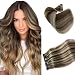 Myfashionhair Clip in Hair Extensions Real Human Hair Extensions 22 inches 70g Clip on for Fine Hair Full Head 7 pieces Silky Straight Weft Remy Hair (22 inches, #6-613)