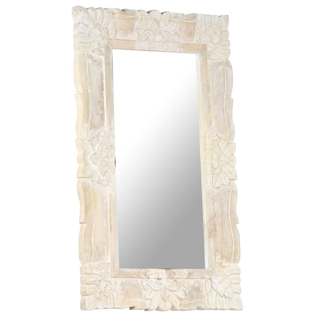 Generic Lustro Białe 50x50 Cm z Litego Drewna Mango, Lustro z drewnianą ramą, Doskonałe Drewno, Doskonałe Wykonanie do Domowej Sypialni, łazienki, Toaletki (80 x 50 cm)