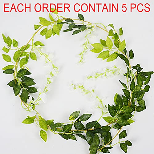 Handic Wisteria Garland 5Pack 33Ft Artificial Fake Wisteria Vine Hanging Flowers Fake Vines Plants #TOP4