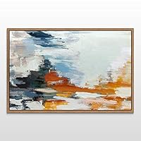 Framed Canvas Wall Art Abstract Ocean Seascape Canvas Prints Home Artwork Decoration for Living Room,Bedroom - 16x24 inches