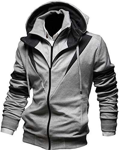 Wizikorea Men's Layered Zip-up Hoody NR253H GRA XL (US Medium)