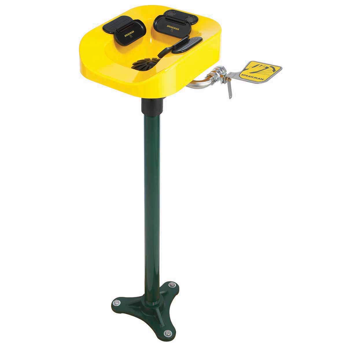 Speakman SE-1100 Optimus Pedestal-Mounted Emergency Eye and Face Wash Station, Yellow Bowl