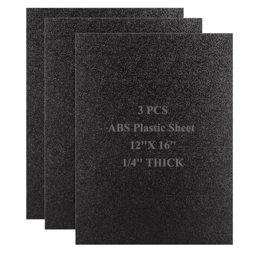 Image of 3 PCS 1 /4 ABS Plastic Sheet 1 /4 Inch Thick 12 inch x 16 inch Black Plastic Sheet PVC Sheets 1 /4 Inch Thick Thermoplastic Sheet Heat Moldable Plastic Sheets for DIY Projects, Decor, Handcrafts