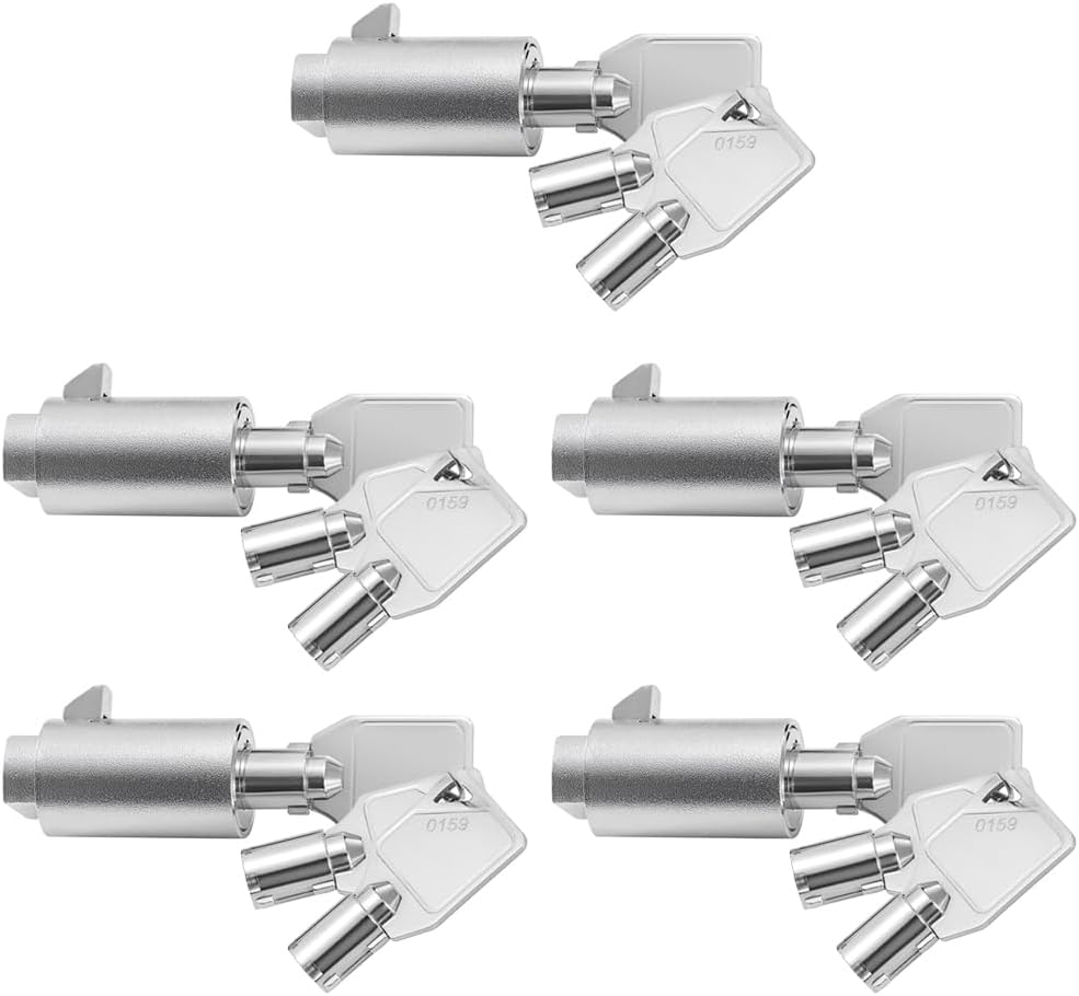 Tubular Key Lock for Vending Machines - Vending Machine Locks Keyed Alike, 3Pcs Keys, Zinc Alloy, Chrome (5 Pack)