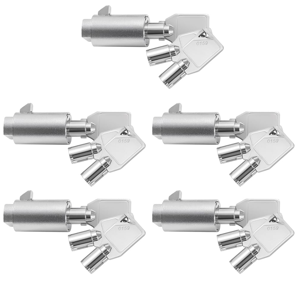 Tubular Key Lock for Vending Machines - Vending Machine Locks Keyed Alike, 3Pcs Keys, Zinc Alloy, Chrome (5 Pack)