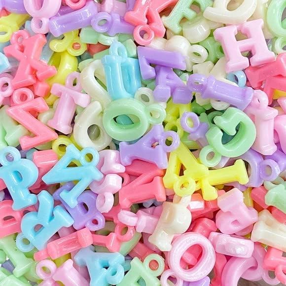 SATRA TRADERS Candy Color Alphabet Plastic Mixed Letter Charms for Jewelry Making Charms DIY Bracelet Earrings Pendant Accessories | Size : 15mm | 100g-image-7